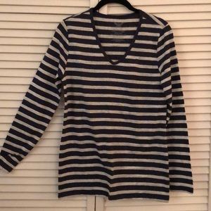 Faded Glory striped navy & silver metallic top